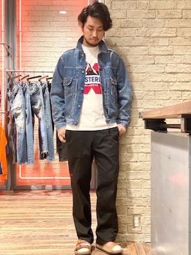 「ロックコーデ」｜「アイテム（デニムジャケット）」を使った、K.ODAさん（メンズ・182cm）の春コーディネート