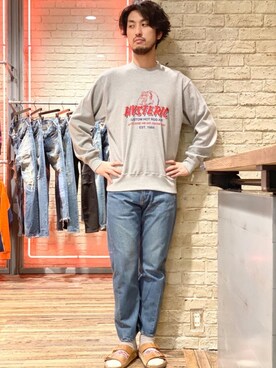 「ロックコーデ」｜「アイテム（スウェット）」を使った、K.ODAさん（メンズ・182cm）の春コーディネート