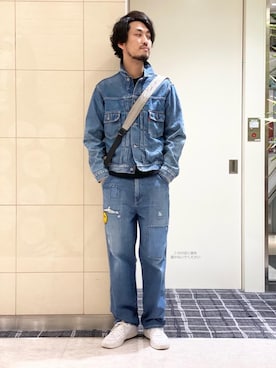 「ロックコーデ」｜「アイテム（デニムジャケット）」を使った、K.ODAさん（メンズ・182cm）の春コーディネート