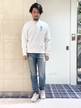 「ロックコーデ」｜「アイテム（スウェット）」を使った、K.ODAさん（メンズ・182cm）の春コーディネート