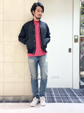 「ロックコーデ」｜「アイテム（スタジャン）」を使った、K.ODAさん（メンズ・182cm）の春コーディネート