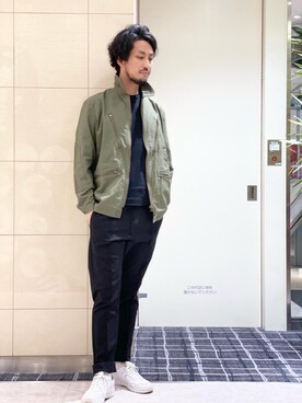 「ロックコーデ」｜「アイテム（ミリタリージャケット）」を使った、K.ODAさん（メンズ・182cm）の春コーディネート
