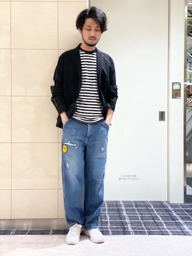 「アイテム（テーラードジャケット）」を使った、K.ODAさん（メンズ・182cm）の春コーディネート