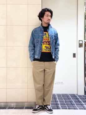 「ロックコーデ」｜「アイテム（デニムジャケット）」を使った、K.ODAさん（メンズ・182cm）の春コーディネート