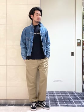 「ロックコーデ」｜「アイテム（デニムジャケット）」を使った、K.ODAさん（メンズ・182cm）の春コーディネート