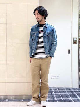「ロックコーデ」｜「アイテム（デニムジャケット）」を使った、K.ODAさん（メンズ・182cm）の春コーディネート