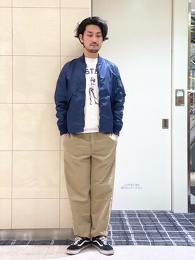 「ロックコーデ」｜「アイテム（ミリタリージャケット）」を使った、K.ODAさん（メンズ・182cm）の春コーディネート