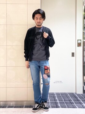 「ロックコーデ」｜「アイテム（その他アウター）」を使った、K.ODAさん（メンズ・182cm）の春コーディネート