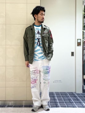 「ロックコーデ」｜「アイテム（ミリタリージャケット）」を使った、K.ODAさん（メンズ・182cm）の春コーディネート