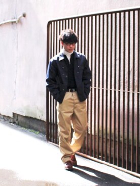 「THE NERDYS（ザ ナーディーズ）のアイテム（パンツ）」を使った、BIN渡会祐吏さん（メンズ・170cm）の春コーディネート