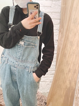 「Calvin Klein（カルバン・クライン）のアイテム（サロペット/オーバーオール）」を使った、maaiiygさん（レディース・160cm）の冬コーディネート