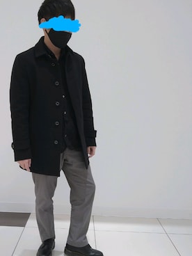 「BLACK LABEL CRESTBRIDGE（ブラックレーベル・クレストブリッジ）のアイテム（ステンカラーコート）」を使った、MEGさん（メンズ・166cm）の冬コーディネート