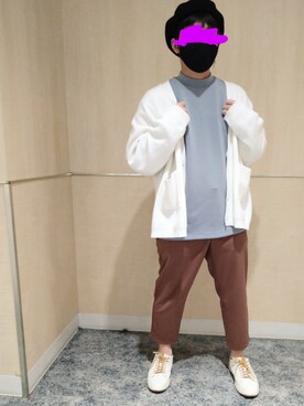 「アンクルパンツ」｜「アイテム（ハンチング/ベレー帽）」を使った、MEGさん（メンズ・166cm）の春コーディネート