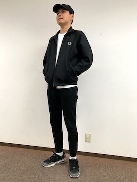 「フレッドペリー」｜「アイテム（キャップ）」を使った、H.INOUEさん（メンズ・172cm）の秋コーディネート