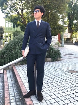 「アズーロ・エ・マローネ」｜「アイテム（セットアップ）」を使った、H.INOUEさん（メンズ・172cm）の秋コーディネート