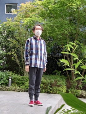 シャツ ブラウスを使った ブルーチェック のメンズ人気ファッションコーディネート Wear