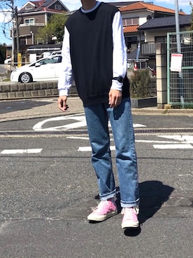 「Graphpaper（グラフペーパー）のアイテム（ベスト）」を使った、のむけんさん（メンズ・178cm）の夏コーディネート