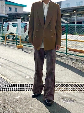 「DRIES VAN NOTEN（ドリスヴァンノッテン）のアイテム（テーラードジャケット）」を使った、のむけんさん（メンズ・180cm）の秋コーディネート