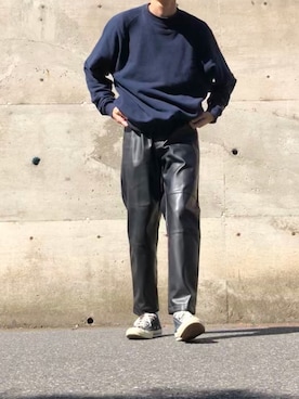 「Graphpaper（グラフペーパー）のアイテム（スウェット）」を使った、のむけんさん（メンズ・180cm）の秋コーディネート