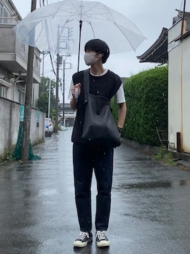 「Graphpaper（グラフペーパー）のアイテム（ベスト）」を使った、のむけんさん（メンズ・180cm）の夏コーディネート