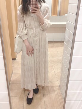 「シアーワンピース」｜「アイテム（バレエシューズ）」を使った、natsuさん（レディース・162cm）の秋コーディネート