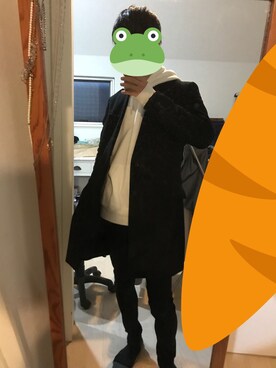 「KATHARINE HAMNETT LONDON （キャサリンハムネットロンドン）のアイテム（チェスターコート）」を使った、メモ帳さん（メンズ・175cm）の冬コーディネート