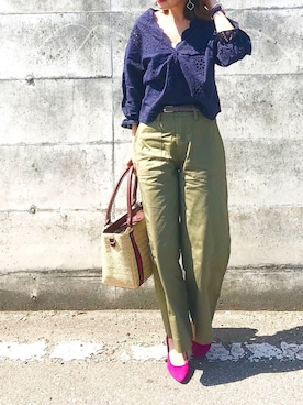 「salus（サルース）のアーモンドトゥ美脚ヒールパンプス（パンプス）」を使った、misaki さん（レディース・160cm）の春コーディネート