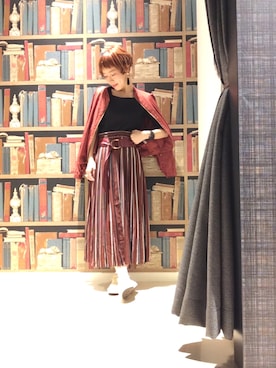 「サッシュベルト」｜「アイテム（ブルゾン）」を使った、nkさん（レディース・154cm）の秋コーディネート