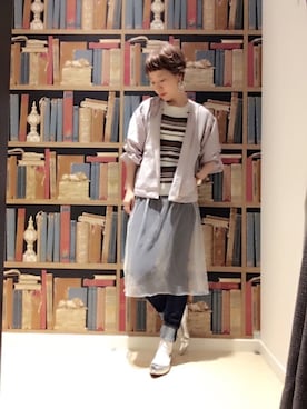 「シルバーシューズ」｜「アイテム（ブルゾン）」を使った、nkさん（レディース・154cm）の春コーディネート