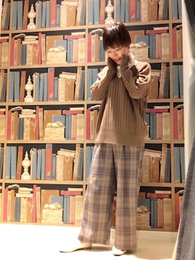 「THE SHOP TK （ザ ショップ ティーケー ）の◆【しわ防止】ボックスタックワイドパンツ（その他パンツ）」を使った、nkさん（レディース・154cm）の秋コーディネート