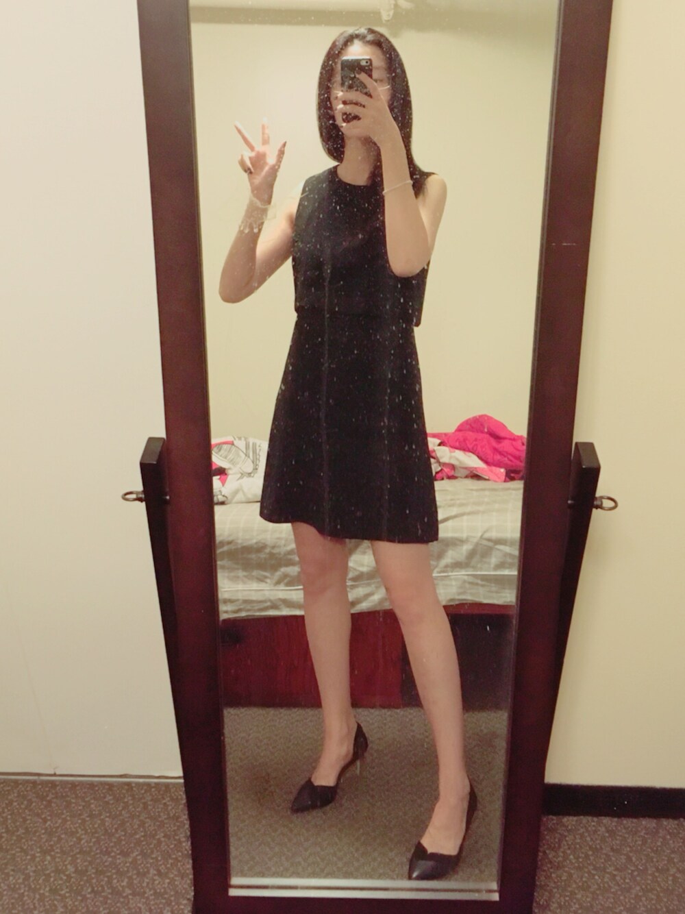 「casual、careering」｜「G2000 のアイテム（ワンピース、ブラック系）」を使った、Linnetさん（レディース・165cm）の秋コーディネートの1枚目の写真