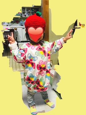 「アイテム（スウェット）」を使った、どれみさん（キッズ・90cm）の春コーディネート