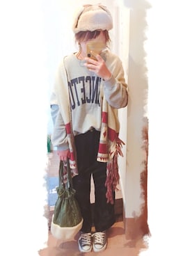 「URBAN RESEARCH Sonny Label（アーバンリサーチサニーレーベル）のアイテム（ポンチョ）」を使った、HiNaRiさん（レディース・163cm）の冬コーディネート