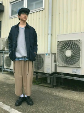 「ダブルモンク」｜「アイテム（ブルゾン）」を使った、ビニール袋さん（メンズ・164cm）の春コーディネート