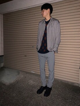 H M スーパースキニーフィット スーツパンツ グレーを使ったメンズ人気ファッションコーディネート Wear