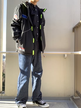 「TOMMY HILFIGER（トミーヒルフィガー）のアイテム（ナイロンジャケット）」を使った、YOSHIDAさん（メンズ・178cm）の冬コーディネート