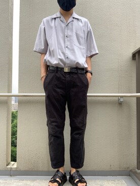 YOSHIDAさんの「マイクロスパンオープンカラーシャツ」を使ったコーディネート