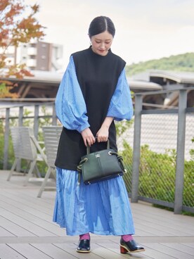 「骨格ウェイブ」｜「アイテム（ワンピース/ドレス）」を使った、LANVIN en Bleu STAFFさん（レディース・157cm）の秋コーディネート