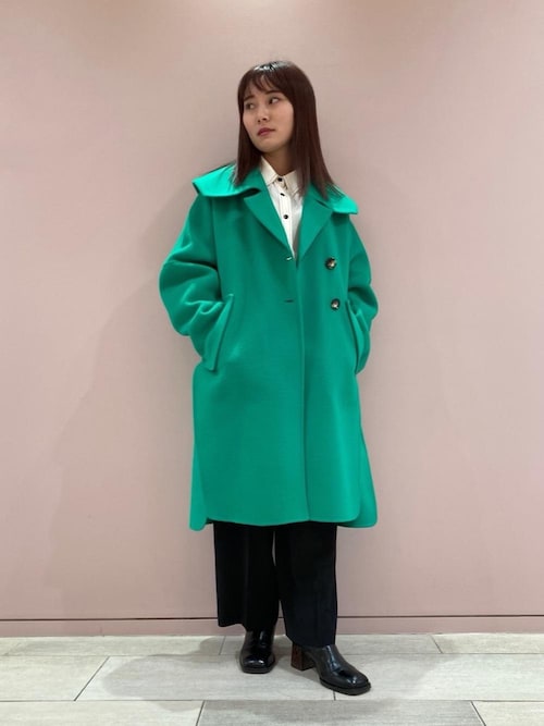 LANVIN en Bleu バイカラー ボンディングコート LANVIN en Bleu（ランバンオンブルー）の「ショートビーバー