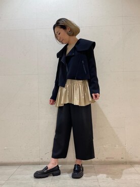 「LANVIN en Bleu（ランバンオンブルー）のアイテム（ライダースジャケット）」を使った、LANVIN en Bleu STAFFさん（レディース・170cm）の冬コーディネート