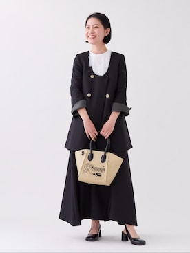 「LANVIN en Bleu（ランバンオンブルー）のアイテム（ノーカラージャケット）」を使った、LANVIN en Bleu STAFFさん（レディース・167cm）の冬コーディネート