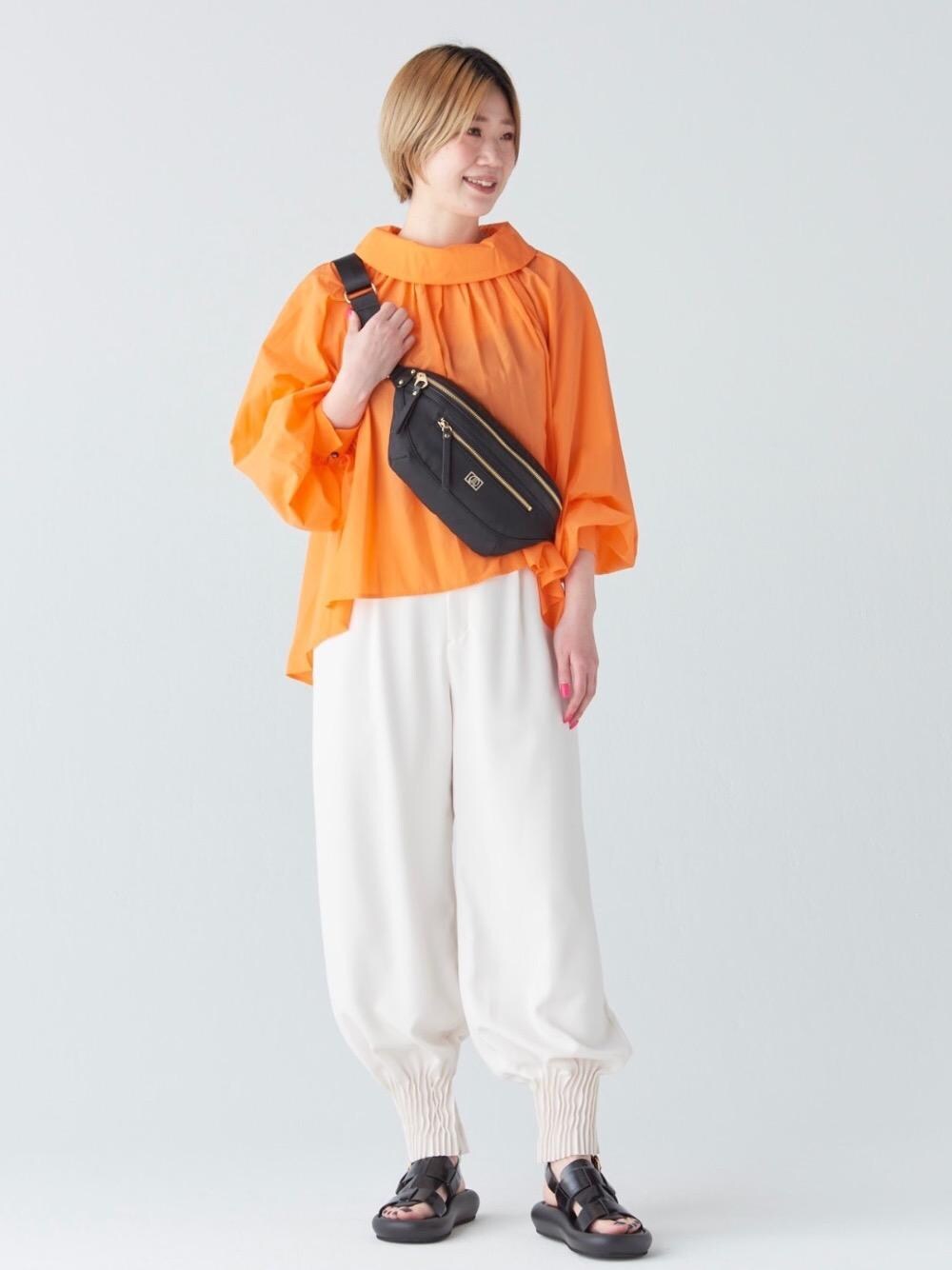 新品 LANVINenBlue オレンジイエロー クロップドシャツ ブラウス
