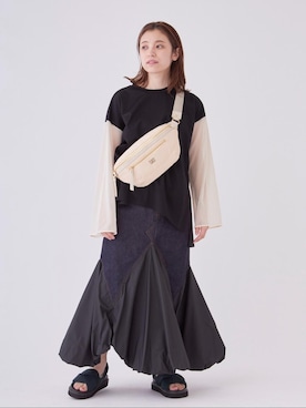 「アイテム（サンダル、グリーン系）」を使った、LANVIN en Bleu STAFFさん（レディース・153cm）の春コーディネート