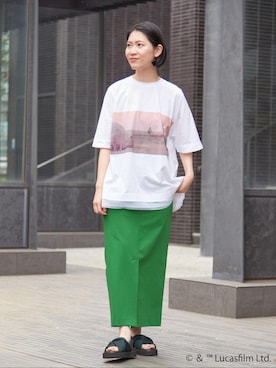 「アイテム（サンダル、グリーン系）」を使った、LANVIN en Bleu STAFFさん（レディース・167cm）の春コーディネート