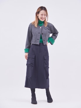 「LANVIN en Bleu（ランバンオンブルー）のアイテム（ノーカラージャケット）」を使った、LANVIN en Bleu STAFFさん（レディース・168cm）の秋コーディネート