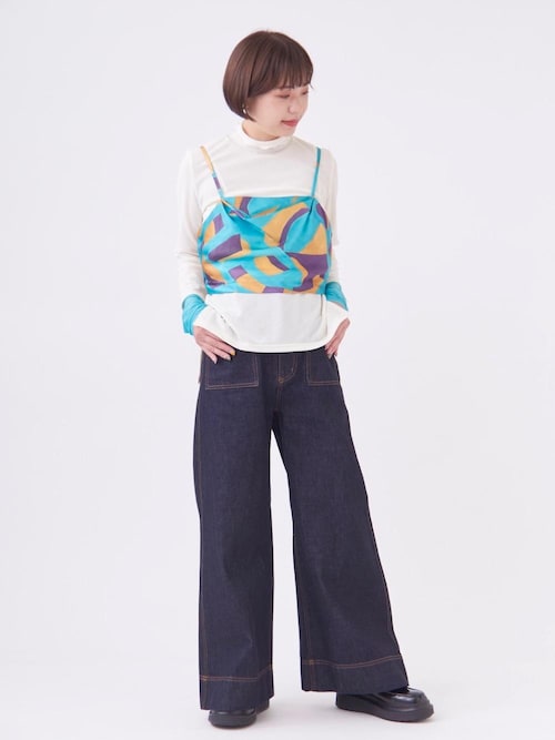 LANVIN en Bleu / ランバン オン ブルー アートプリントキャミソールトップス LANVIN en Bleu(ランバン オン ブルー)｜アートプリント