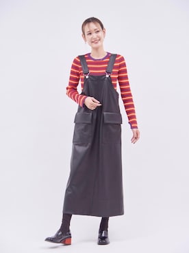 「LANVIN en Bleu（ランバンオンブルー）のリブボーダーニット（ニット/セーター）」を使った、LANVIN en Bleu STAFFさん（レディース・168cm）の秋コーディネート