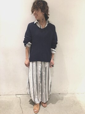 Yuka Ozawaさんの「GANT RUGGER (ガントラガー）　コットンツイル　ストライプシャツドレス」を使ったコーディネート