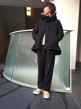 「MANASTASH」｜「アイテム（ステンカラーコート）」を使った、Yuka Ozawaさん（レディース・153cm）の冬コーディネート