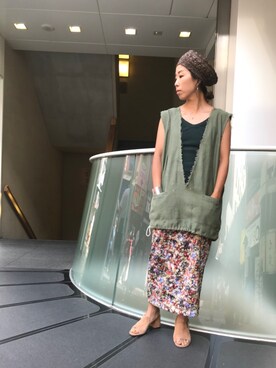 「uncut bound」｜「アイテム（ハンチング/ベレー帽）」を使った、Yuka Ozawaさん（レディース・153cm）の夏コーディネート